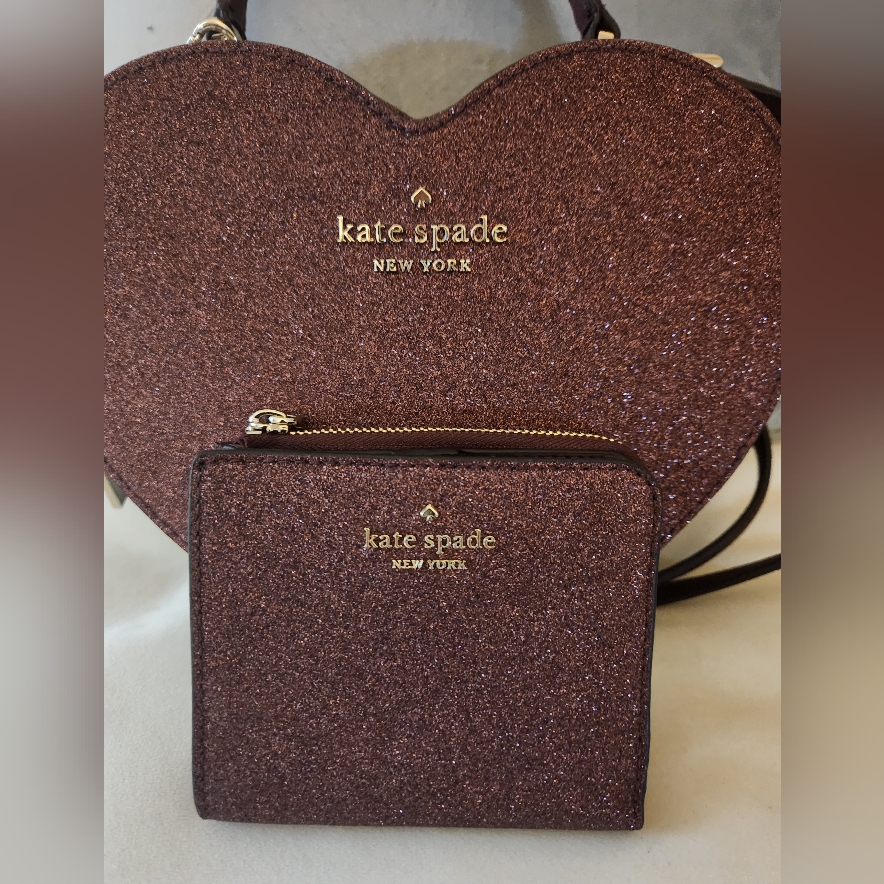 Nwt Glitter Heart Handbag And Wallet Bundle